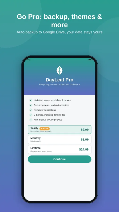 DayLeaf: Planner & Alarm screenshot