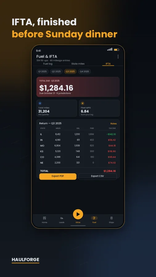 Haulforge: Owner Operator IFTA screenshot