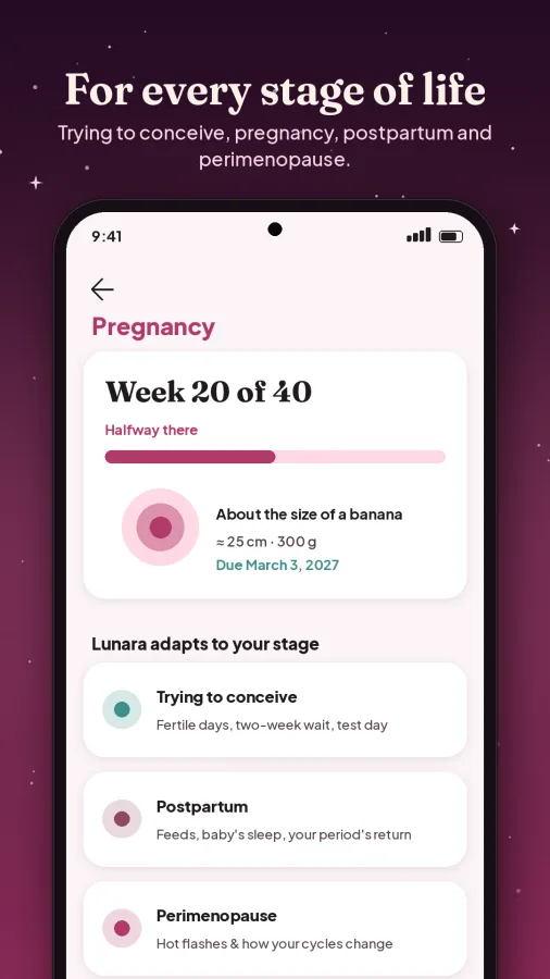 Lunara: Period & Cycle Tracker screenshot
