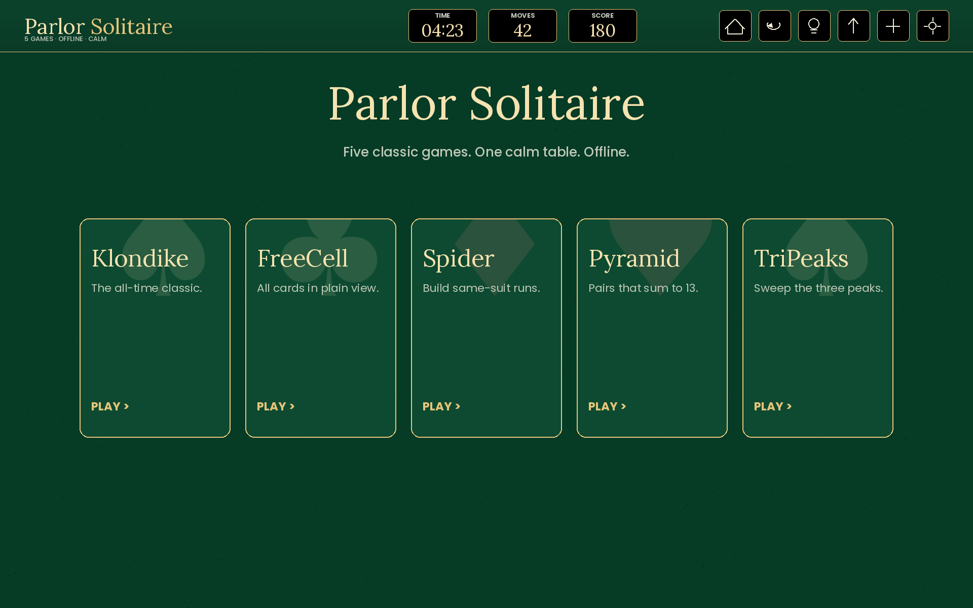 Parlor Solitaire: 5 in 1 screenshot