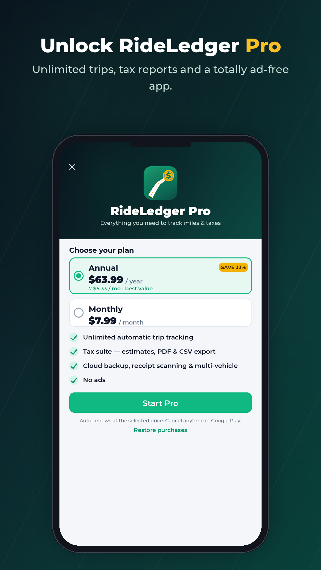 RideLedger: Mileage & Taxes screenshot