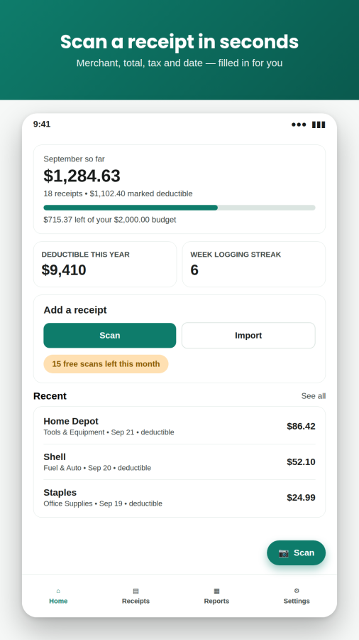 SlipKeep: Receipt & Expense screenshot