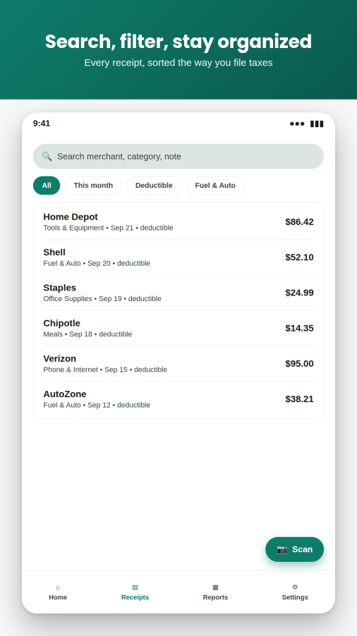 SlipKeep: Receipt & Expense screenshot